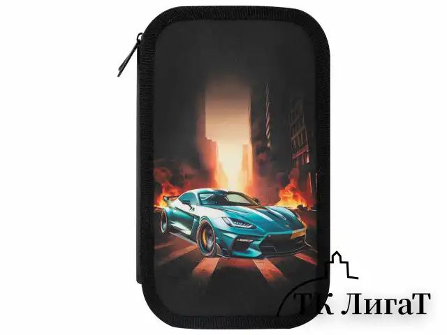 Пенал ЮНЛАНДИЯ, 3 отделения, картон с эффектом soft-touch, 19х11 см, "Fire car", 272267