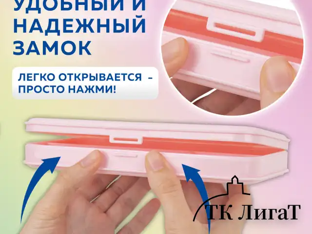 Пенал пластиковый BRAUBERG, пастельный розовый, наклейки в комплекте, 21х9х3 см, 272271
