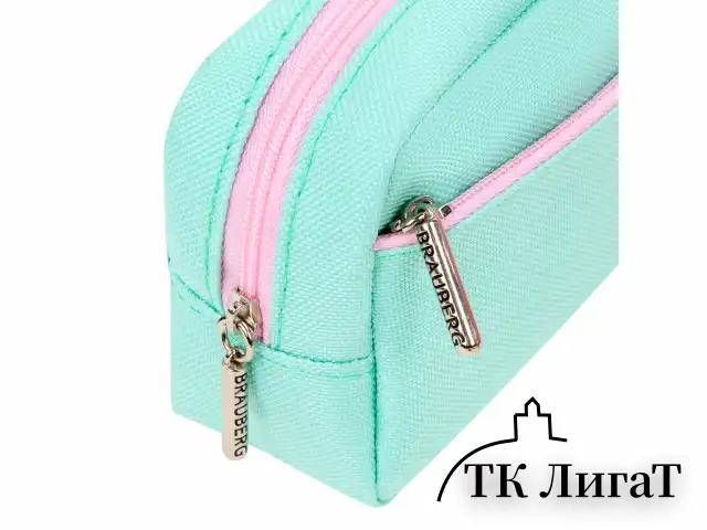 Пенал мягкий BRAUBERG PASTEL, 2 отделения, мятный, 21х9,5х5 см, 272275