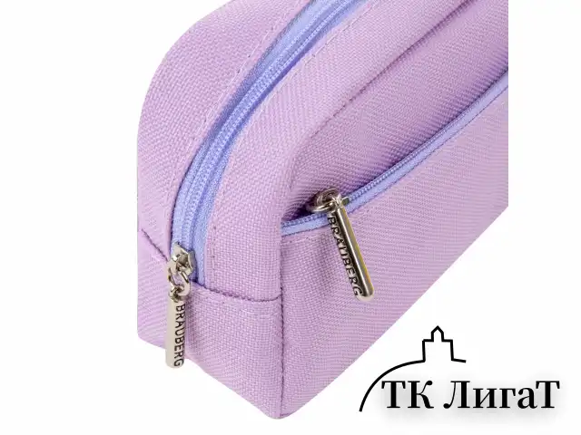 Пенал мягкий BRAUBERG PASTEL, 2 отделения, фиолетовый, 21х9,5х5 см, 272278