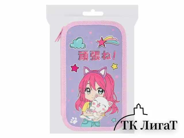 Пенал ЮНЛАНДИЯ, 2 отделения, ламинированный картон, конгрев, 19х11 см, "Anime hugs", 272293