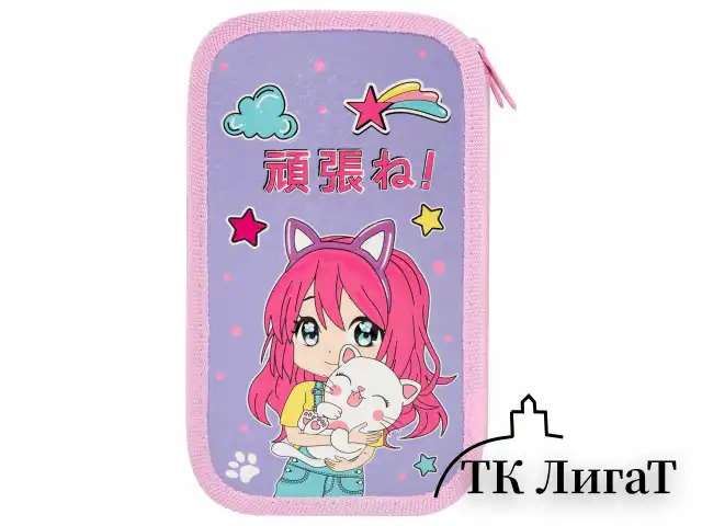 Пенал ЮНЛАНДИЯ, 2 отделения, ламинированный картон, конгрев, 19х11 см, "Anime hugs", 272293