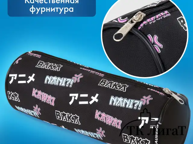 Пенал-косметичка BRAUBERG, Anime, черный, 20х7х7 см, 272295