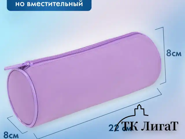 Пенал-тубус BRAUBERG, с эффектом Soft Touch, мягкий, пастельно-фиолетовый, 22х8 см, 272301