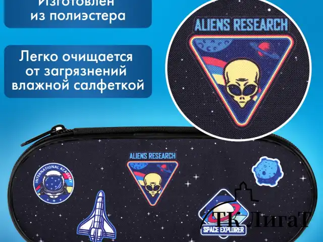 Пенал-футляр BRAUBERG, 1 отделение, органайзер, полиэстер, 22x9х5 см, "Open space", 272313