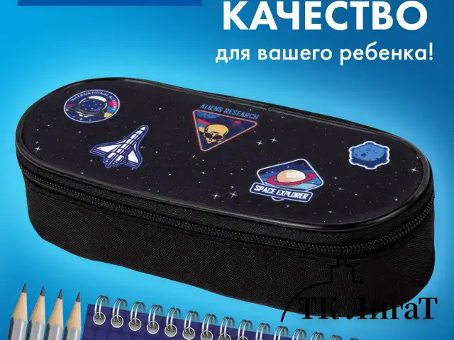 Пенал-футляр BRAUBERG, 1 отделение, органайзер, полиэстер, 22x9х5 см, "Open space", 272313