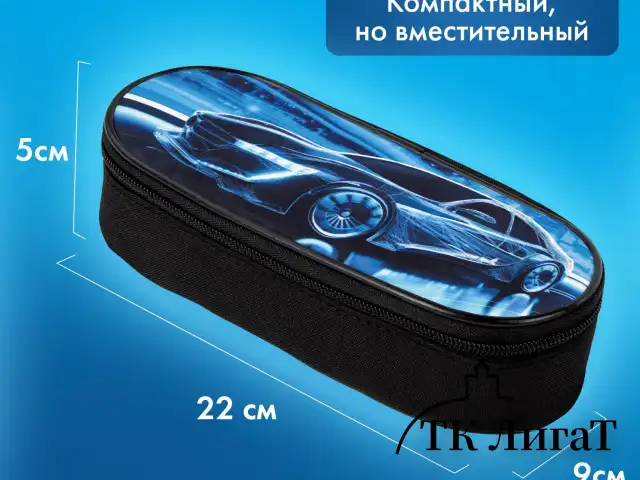 Пенал-футляр BRAUBERG, 1 отделение, органайзер, полиэстер, 22x9х5 см, "Night driver", 272314