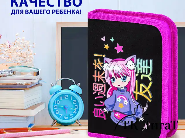 Пенал BRAUBERG, 1 отделение, 1 откидная планка, полиэстер, 21х14 см, "Anime girl", 272323
