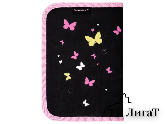 Пенал BRAUBERG, 1 отделение, полиэстер, 21х14 см, "Shining heart", 272326
