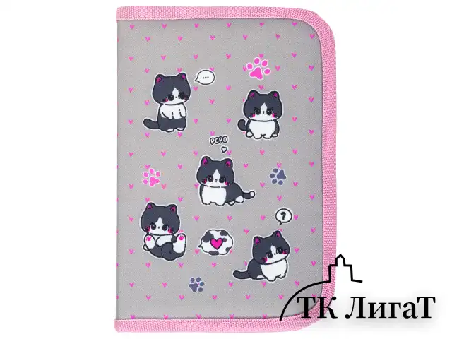 Пенал BRAUBERG, 1 отделение, полиэстер, 21х14 см, "Cat patches", 272327