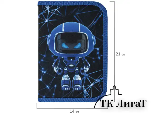 Пенал BRAUBERG, 1 отделение, полиэстер, 21х14 см, "Evil robot", 272328
