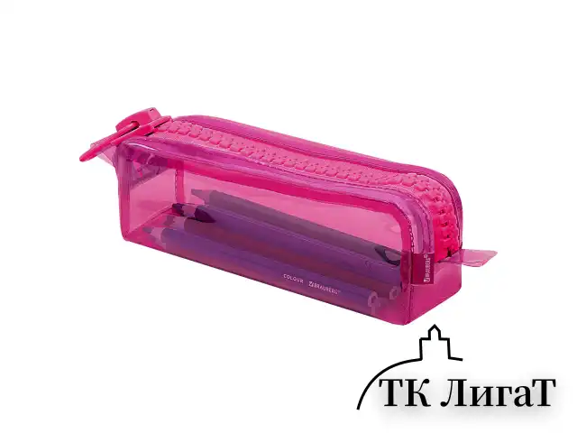 Пенал BRAUBERG с объемной "тракторной" молнией, 1 отделение, ПВХ, 22х8х6,5 см, "Ultra pink", 272340