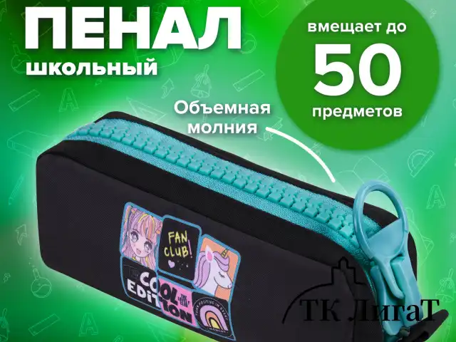 Пенал BRAUBERG с объемной "тракторной" молнией, 1 отделение, ткань, 22х8х6,5 см, "Cool anime", 272342