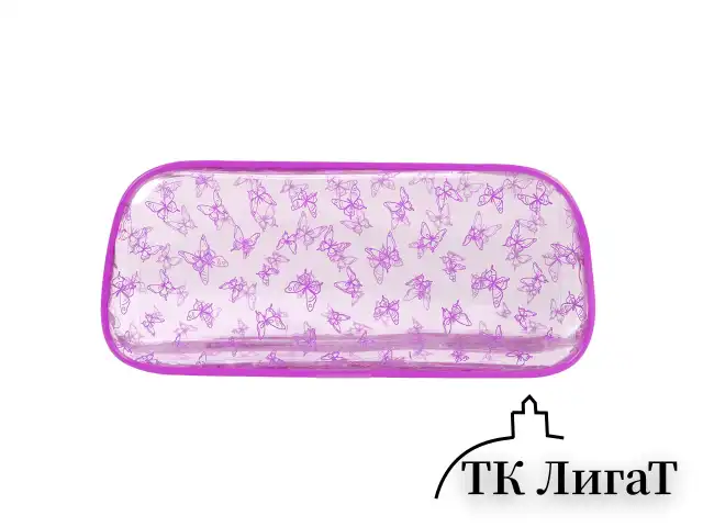 Пенал-косметичка BRAUBERG LUCENT на молнии, прозрачный, "Butterfly", 21х5х9 см, 272344