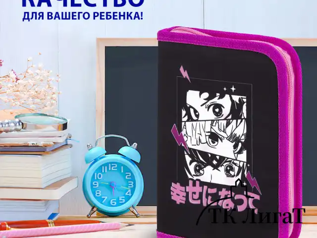 Пенал BRAUBERG с наполнением, 1 отделение, 1 откидная планка, 24 предмета, 21х14 см, "Anime movie", 272349