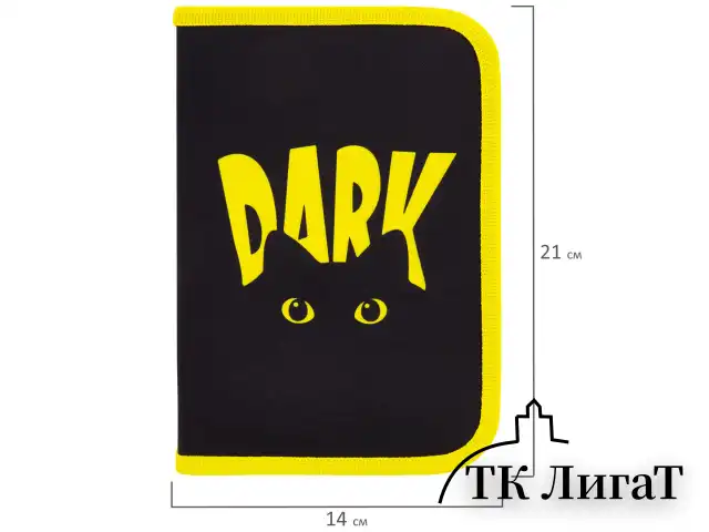 Пенал BRAUBERG с наполнением, 1 отделение, 1 откидная планка, 24 предмета, 21х14 см, "Dark cat", 272351