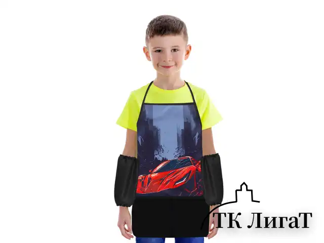 Набор для уроков труда BRAUBERG KIDS, клеенка ПВХ, накидка фартук с нарукавниками, "Red car", 272363