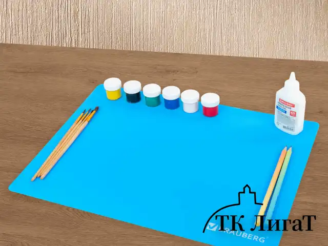 Настольное покрытие BRAUBERG для труда и творческих занятий, силикон, голубое, 30х40 см, 272373