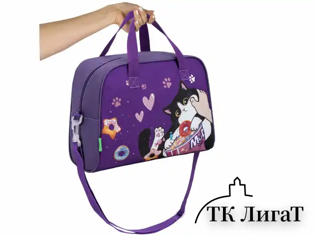 Сумка для занятий BRAUBERG KIDS с ручками, плечевой ремень, 35x25x15 см, "Sweet cheeks", 272376