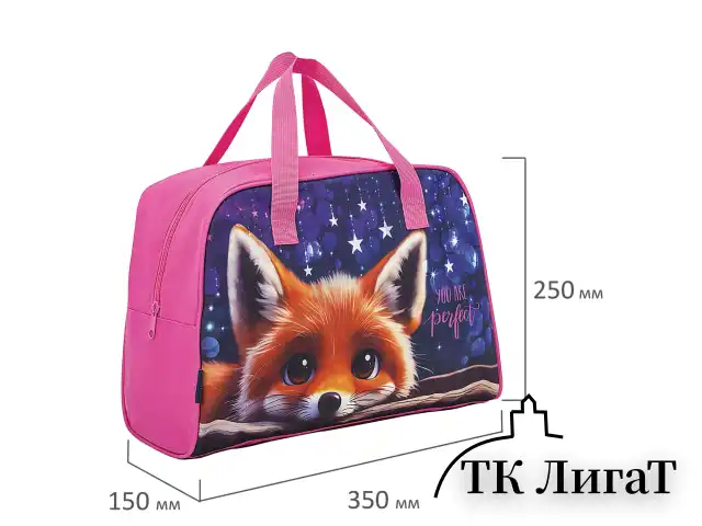 Сумка для занятий BRAUBERG с ручками, 35x25x15 см, "Cute fox", 272379
