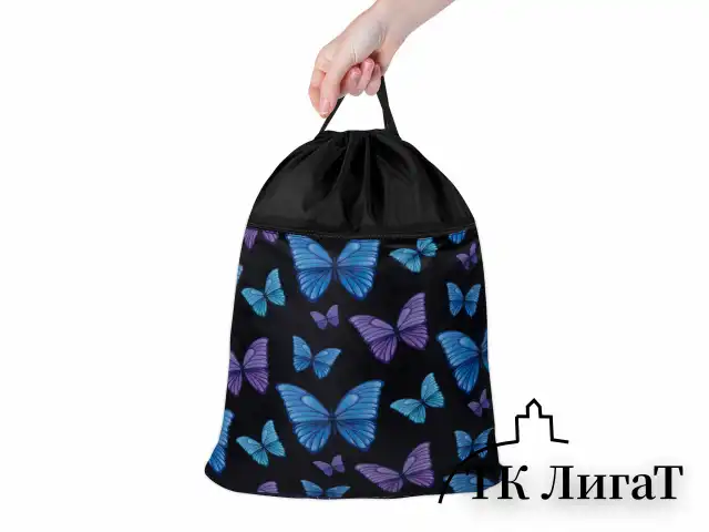 Мешок для обуви BRAUBERG БОЛЬШОЙ, с ручкой, карман на молнии, сетка, 49х41 см, "Fly aways", 272402