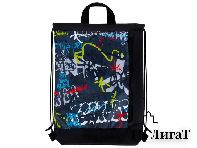 Мешок для обуви ЮНЛАНДИЯ с ручками, боковой карман на молнии, 46х36 см, "Graffiti", 272408