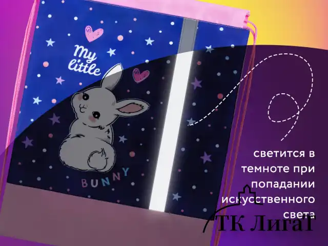 Мешок для обуви ЮНЛАНДИЯ, плотный, светоотражающая полоса, 46х36 см, "Fluffy tail", 272409