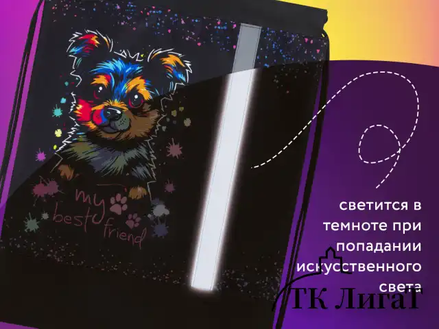 Мешок для обуви ЮНЛАНДИЯ, плотный, светоотражающая полоса, 46х36 см, "True friend", 272410