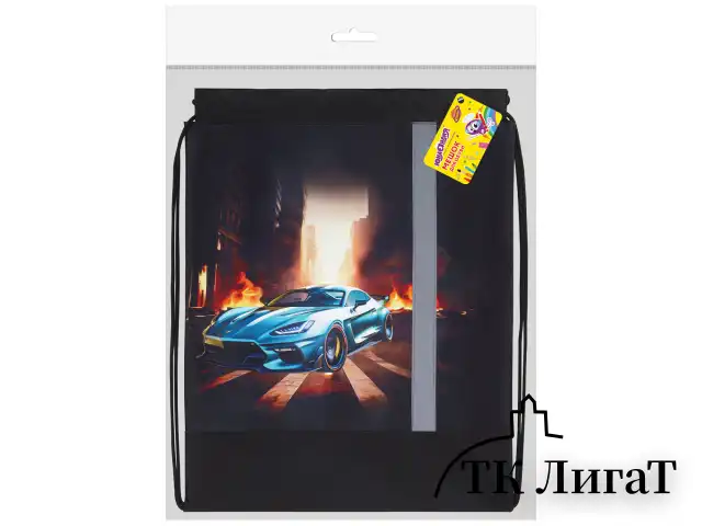 Мешок для обуви ЮНЛАНДИЯ, плотный, светоотражающая полоса, 46х36 см, "Fire car", 272411