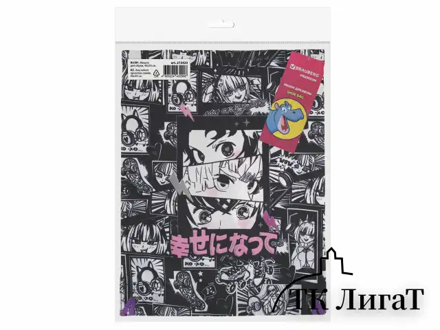 Мешок для обуви BRAUBERG PREMIUM, карман, подкладка, светоотражайка, 43х33 см, Anime movie, 272423