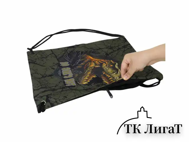 Мешок для обуви BRAUBERG PREMIUM, карман, подкладка, светоотражайка, 43х33 см, Dino attack, 272424