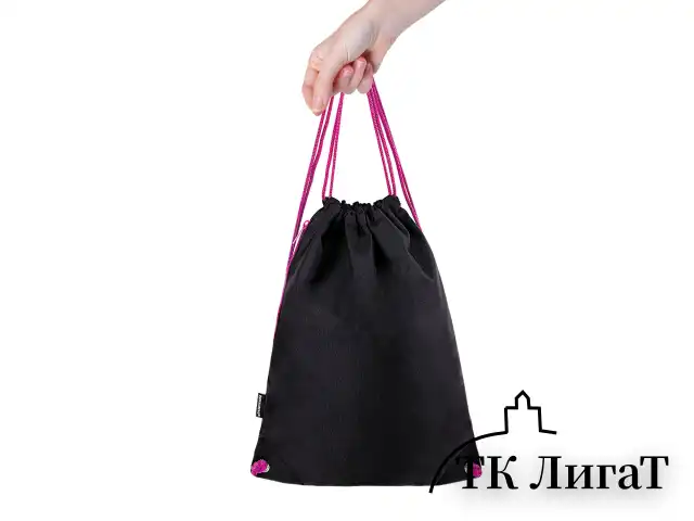 Мешок для обуви BRAUBERG плотный, карман на молнии, подкладка, 43х33 см, Neon Pink, 272428
