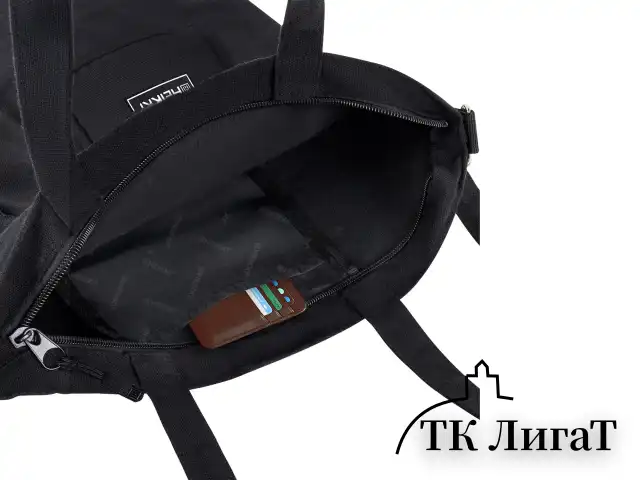 Сумка шоппер HEIKKI EQUIP (ХЕЙКИ), канвас, карманы, 38х35 см, черный, 272441