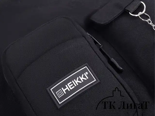Сумка шоппер HEIKKI EQUIP (ХЕЙКИ), канвас, карманы, 38х35 см, черный, 272441