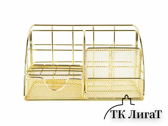 Органайзер для косметики и мелочей металлический 5 секций, MONTE VITA, 140х220х127 мм, золото, 272477