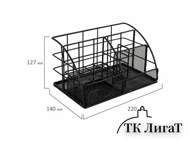 Органайзер для косметики и мелочей металлический 5 секций, MONTE VITA, 140х220х127 мм, чёрный, 272478