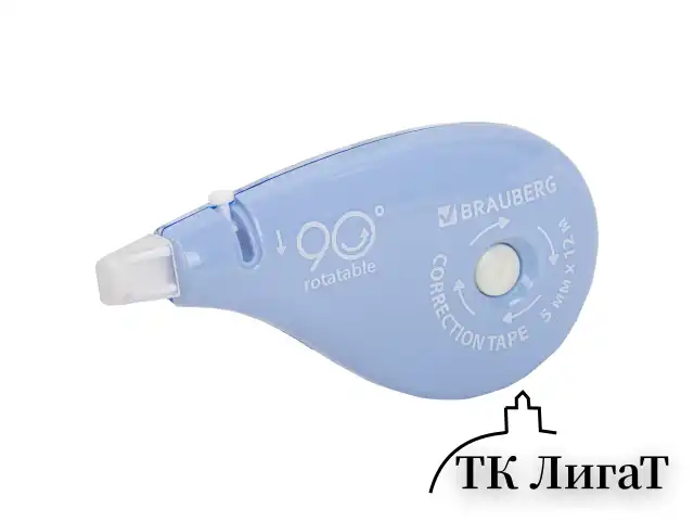 Корректирующая лента BRAUBERG PASTEL 5 мм х 12 м, вращающийся наконечник 90°, ВЫГОДНАЯ УПАКОВКА 3 штуки в блистере,механизм перемотки,272489