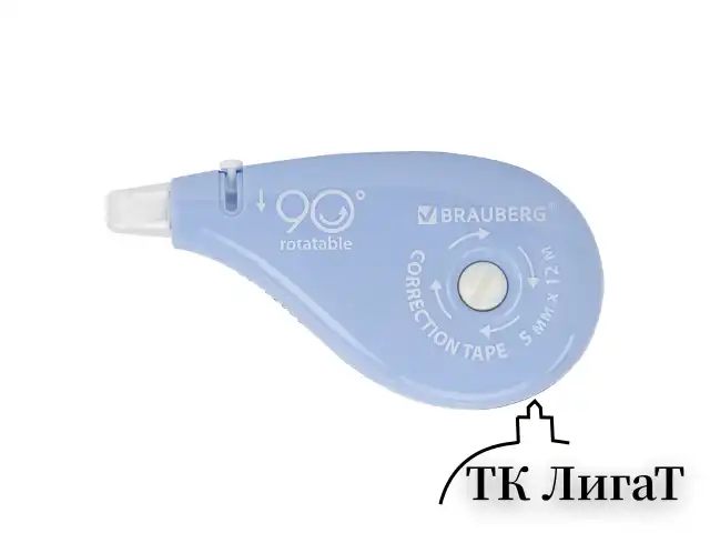 Корректирующая лента BRAUBERG PASTEL 5 мм х 12 м, вращающийся наконечник 90°, ВЫГОДНАЯ УПАКОВКА 3 штуки в блистере,механизм перемотки,272489