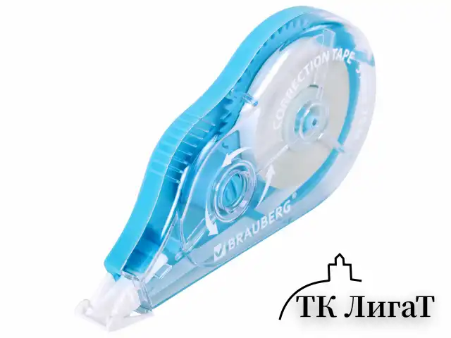 Корректирующая лента BRAUBERG MAXI PLUS, 5 мм х 25 м, механизм перемотки, корпус голубой, блистер, 272500