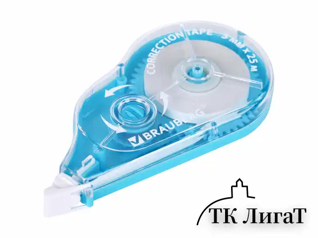 Корректирующая лента BRAUBERG MAXI PLUS, 5 мм х 25 м, механизм перемотки, корпус голубой, блистер, 272500