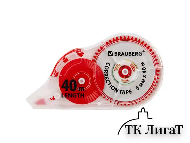 Корректирующая лента BRAUBERG EXTRA LENGTH, 5 мм х 40 м, механизм перемотки, корпус прозрачный, блистер, 272502