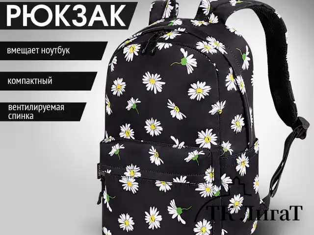Рюкзак HEIKKI DREAM (ХЕЙКИ) универсальный с карманом для ноутбука, эргономичный, Camomile, 42х26х14 см, 272525