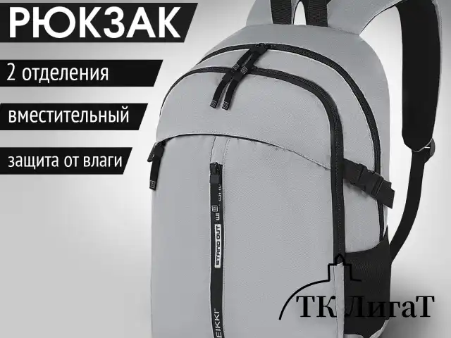 Рюкзак HEIKKI CHOICE (ХЕЙКИ) универсальный, 2 отделения, багажная лента, серый, 42х32х13 см, 272538