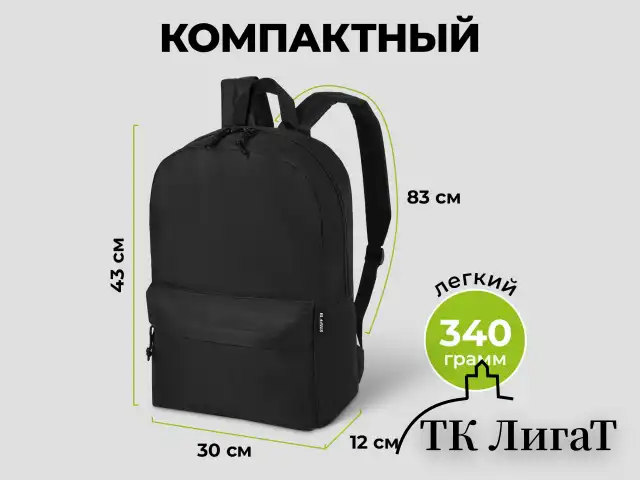 Рюкзак STAFF WALKER универсальный, с карманом, черный, 43х30х12 см, 272542
