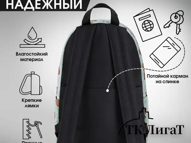 Рюкзак HEIKKI POSITIVE (ХЕЙКИ) универсальный, карман-антивор, Capybara, 42х28х14 см, 272548