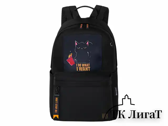 Рюкзак BRAUBERG FASHION CITY универсальный, карман-антивор, Cat, черный, 44х31х16 см, 272569
