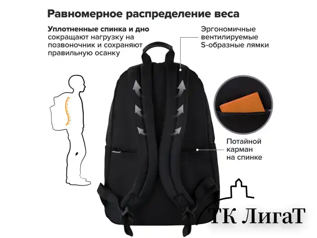 Рюкзак BRAUBERG FASHION CITY универсальный, карман-антивор, Cat, черный, 44х31х16 см, 272569