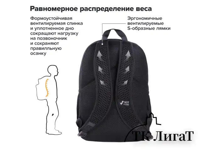 Рюкзак BRAUBERG FASHION CITY универсальный, 2 отделения, Not found, черный, 46х31х15 см, 272571