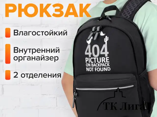 Рюкзак BRAUBERG FASHION CITY универсальный, 2 отделения, Not found, черный, 46х31х15 см, 272571
