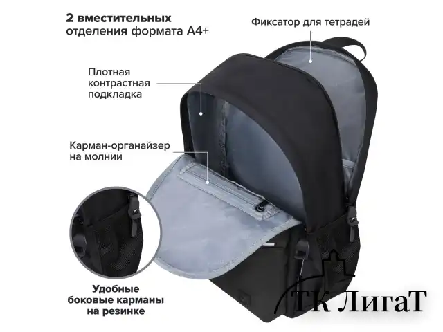 Рюкзак BRAUBERG FASHION CITY универсальный, 2 отделения, Skull, черный, 46х31х15 см, 272572